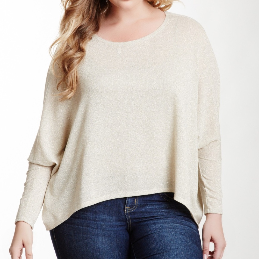 NWT UnaLuna Gold Crystal Look Holiday Brenda Top